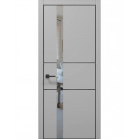 Двері Папа Карло PLATO PL-08 Сірий матовий, кромка алюміній чорний