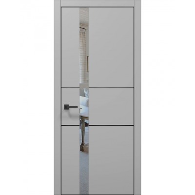 Двері Папа Карло PLATO PL-08 Сірий матовий, кромка алюміній чорний