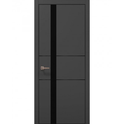 Двері Папа Карло PLATO PL-08 Темно сірий супермат, кромка алюміній чорний