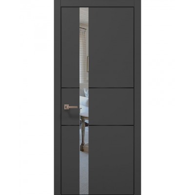 Двері Папа Карло PLATO PL-08 Темно сірий супермат, кромка алюміній чорний