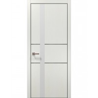 Двері Папа Карло PLATO PL-08 Ясен білий, кромка алюміній чорний