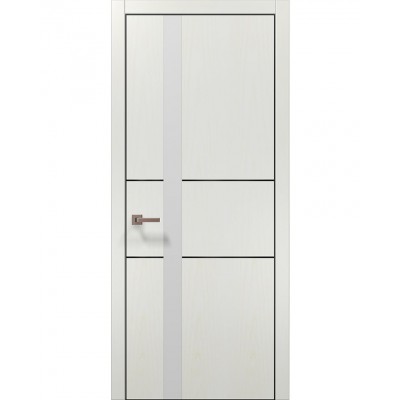 Двері Папа Карло PLATO PL-08 Ясен білий, кромка алюміній чорний