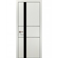 Двері Папа Карло PLATO PL-08 Ясен білий, кромка алюміній чорний