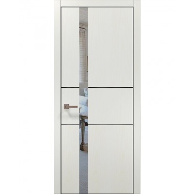 Двері Папа Карло PLATO PL-08 Ясен білий, кромка алюміній чорний