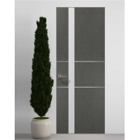 Двері приховані Папа Карло PL-08 Бетон сірий, кромка алюміній срібло