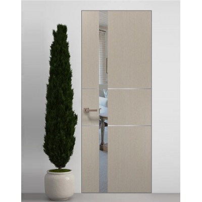 Двери скрытые Папа Карло PL-08 Дуб кремовый, кромка алюминий серебро