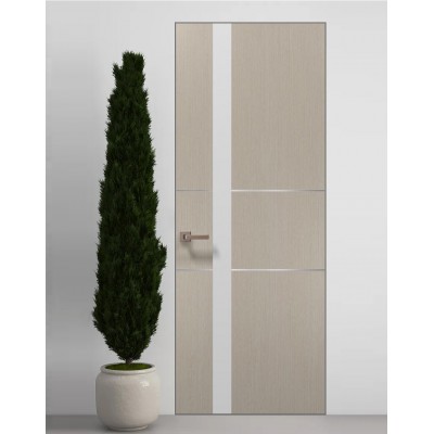 Двери скрытые Папа Карло PL-08 Дуб кремовый, кромка алюминий серебро