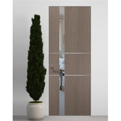 Двери скрытые Папа Карло PL-08 Дуб серый, кромка алюминий серебро