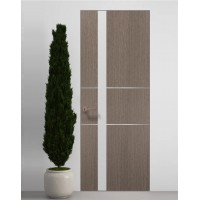 Двері приховані Папа Карло PL-08 Дуб сірий, кромка алюміній срібло