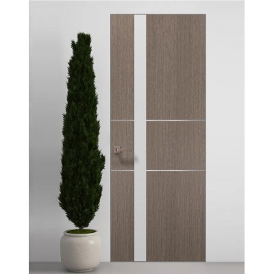 Двери скрытые Папа Карло PL-08 Дуб серый, кромка алюминий серебро