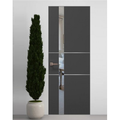 Двери скрытые Папа Карло PL-08 Темно серый супермат, кромка алюминий серебро