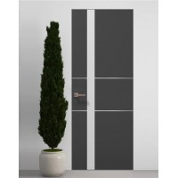 Двери скрытые Папа Карло PL-08 Темно серый супермат, кромка алюминий серебро