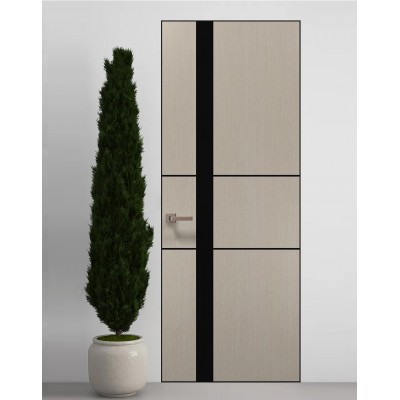 Двері приховані Папа Карло PL-08 Дуб кремовий, кромка алюміній чорний