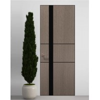 Двері приховані Папа Карло PL-08 Дуб сірий, кромка алюміній чорний