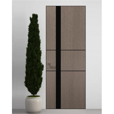 Двері приховані Папа Карло PL-08 Дуб сірий, кромка алюміній чорний