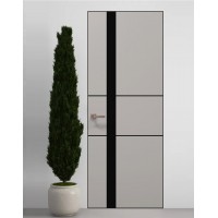 Двері приховані Папа Карло PL-08 Світло сірий супермат, кромка алюміній чорний