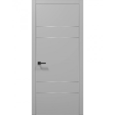 Двери Папа Карло PLATO PL-09 Серый матовый, кромка алюминий серебро