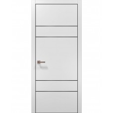 Двері Папа Карло PLATO PL-09 Білий матовий, кромка алюміній чорний