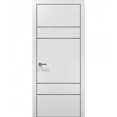 Двери Папа Карло PLATO PL-09 Белый матовый, кромка алюминий черный