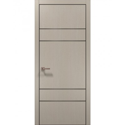 Двері Папа Карло PLATO PL-09 Дуб кремовий, кромка алюміній чорний