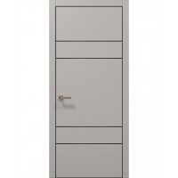Двери Папа Карло PLATO PL-09 Светло серый супермат, кромка алюминий черный