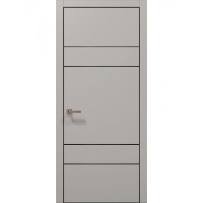 Двері Папа Карло PLATO PL-09 Світло сірий супермат, кромка алюміній чорний