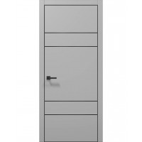 Двери Папа Карло PLATO PL-09 Серый матовый, кромка алюминий черный