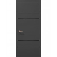 Двери Папа Карло PLATO PL-09 Темно серый супермат, кромка алюминий черный