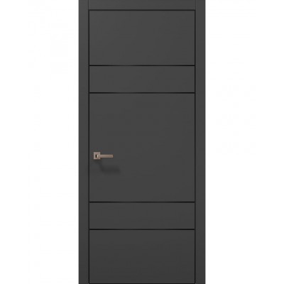 Двері Папа Карло PLATO PL-09 Темно сірий супермат, кромка алюміній чорний