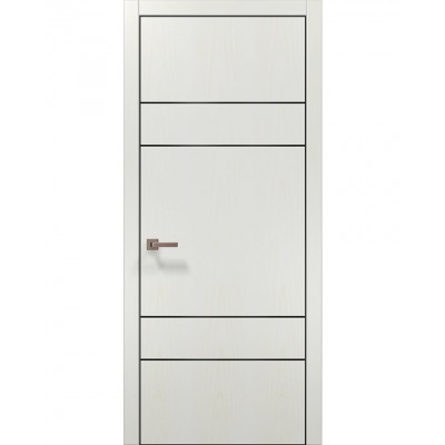 Двері Папа Карло PLATO PL-09 Ясен білий, кромка алюміній чорний