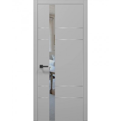 Двері Папа Карло PLATO PL-10 Сірий матовий, кромка алюміній срібло