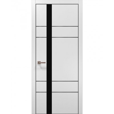 Двері Папа Карло PLATO PL-10 Білий матовий, кромка алюміній чорний