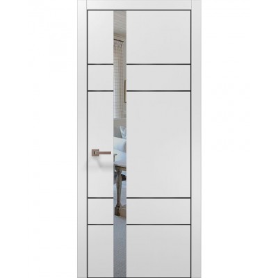 Двері Папа Карло PLATO PL-10 Білий матовий, кромка алюміній чорний