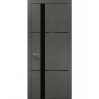 Двері Папа Карло PLATO PL-10 Бетон сірий, кромка алюміній чорний