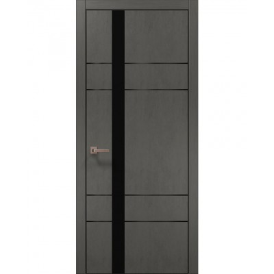 Двери Папа Карло PLATO PL-10 Бетон серый, кромка алюминий черный
