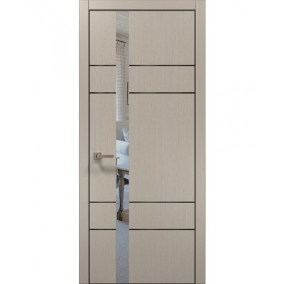 Двері Папа Карло PLATO PL-10 Дуб кремовий, кромка алюміній чорний