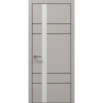 Двері Папа Карло PLATO PL-10 Світло сірий супермат, кромка алюміній чорний