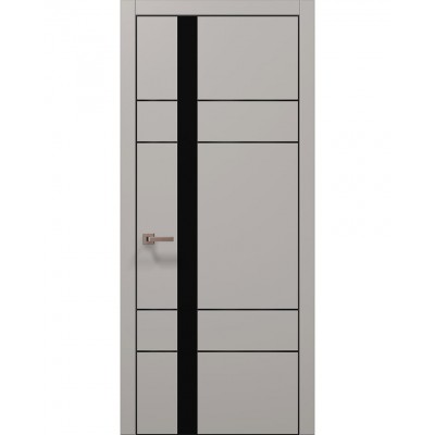 Двері Папа Карло PLATO PL-10 Світло сірий супермат, кромка алюміній чорний