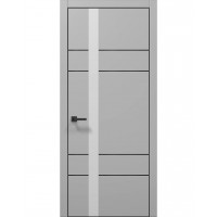 Двері Папа Карло PLATO PL-10 Сірий матовий, кромка алюміній чорний