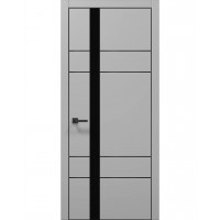 Двері Папа Карло PLATO PL-10 Сірий матовий, кромка алюміній чорний