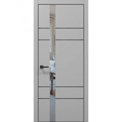 Двері Папа Карло PLATO PL-10 Сірий матовий, кромка алюміній чорний