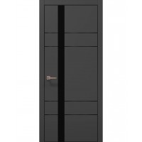 Двері Папа Карло PLATO PL-10 Темно сірий супермат, кромка алюміній чорний