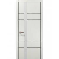 Двері Папа Карло PLATO PL-10 Ясен білий, кромка алюміній чорний