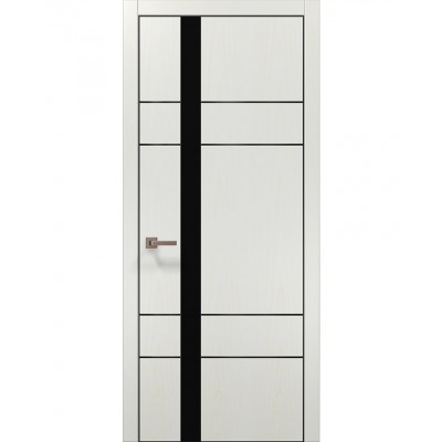 Двері Папа Карло PLATO PL-10 Ясен білий, кромка алюміній чорний
