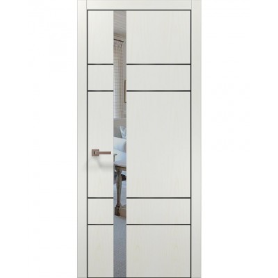 Двері Папа Карло PLATO PL-10 Ясен білий, кромка алюміній чорний