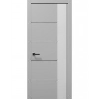 Двері Папа Карло PLATO PL-11 Сірий матовий, кромка алюміній чорний