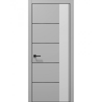 Двері Папа Карло PLATO PL-11 Сірий матовий, кромка алюміній чорний