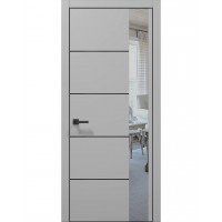 Двері Папа Карло PLATO PL-11 Сірий матовий, кромка алюміній чорний