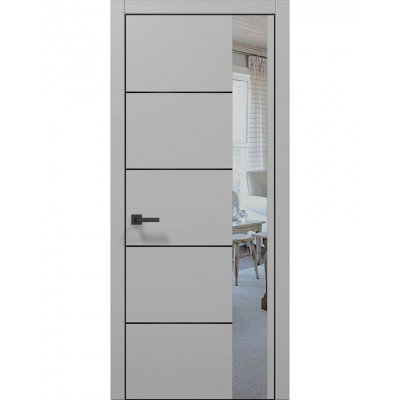 Двері Папа Карло PLATO PL-11 Сірий матовий, кромка алюміній чорний