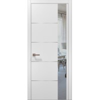 Двері Папа Карло PLATO PL-11 Білий матовий, кромка алюміній срібло